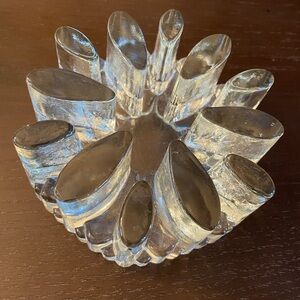 Georgeshuttle Vintage Glass Floral Design Trivet Warmer Candle Holder Beautiful